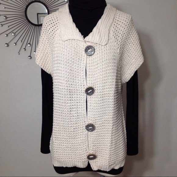 Caravan Short Sleeve Button Front Sweater Vest - Picture 8 of 8
